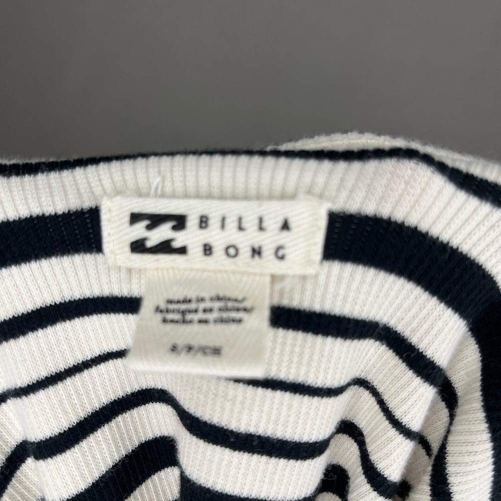 Billabong Women Black White Stripe Bodycon Surfcore Mini Dress Y2K Coastal Sz S - Picture 4 of 6
